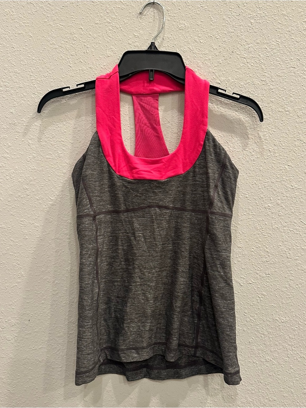 Lululemon Tank Top Size 6 Gray Hot Pink Racerback Yoga Workout Athleisure
